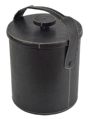 NWT Sol & Luna Black Leather Ice Bucket PN925 Cream Stitching